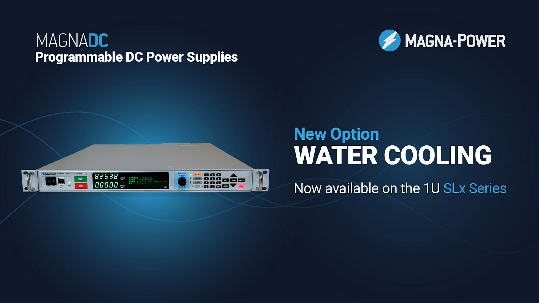 Magna-Power's 1U SLx Series programmable DC power supplies now available with the Water Cooling (+WC) option