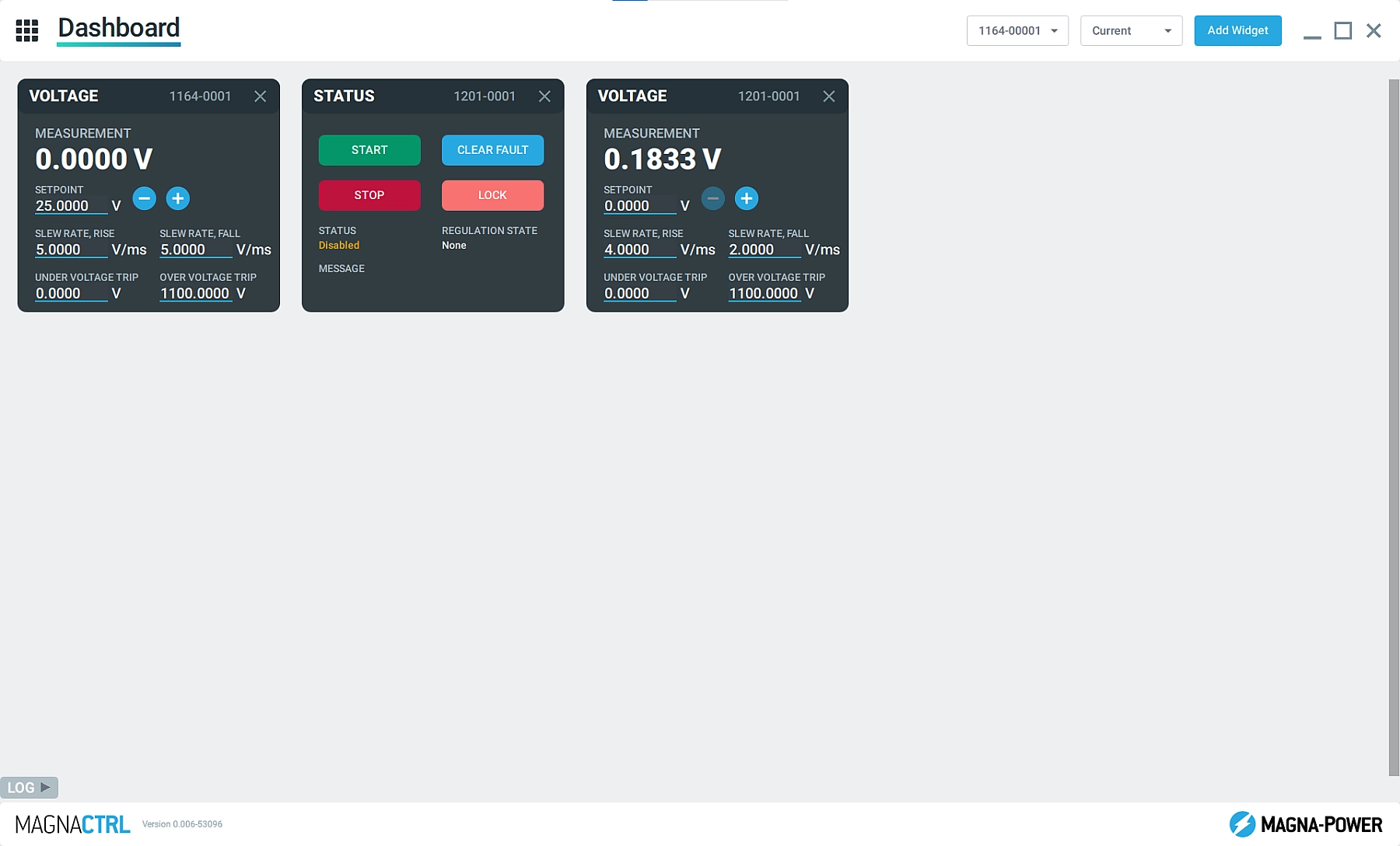MagnaCTRL's Dashboard panel